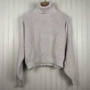 Brandy Melville White Cream Oversized Turtleneck Sweater Cropped Comfy Style